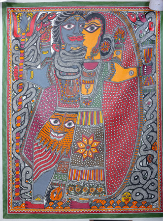 Colorful painting on the wall of Papua New Guineaの写真素材