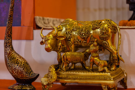 golden buffalo statue in thai temple, thai traditional styleの写真素材