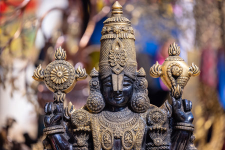 Statue in a traditional setting, closeup of photoの写真素材
