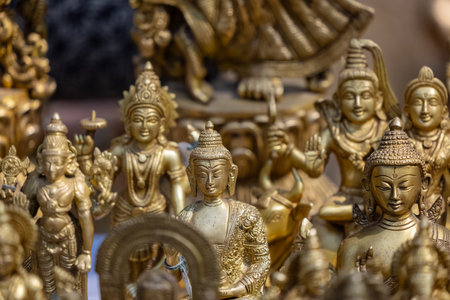 Buddha statues at the market in Kathmandu, Nepalの写真素材