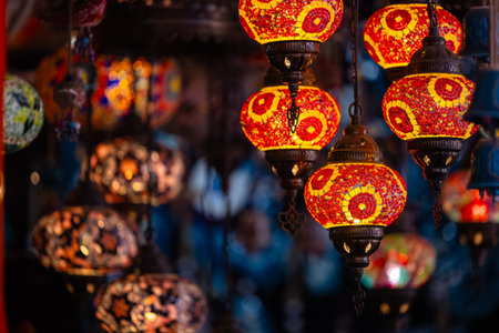 Traditional lanterns in the Grand Bazaar, Istanbul, Turkeyの写真素材
