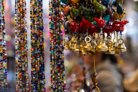 Bells at the bazaar in Istanbul, Turkey. Selective focus.の写真素材