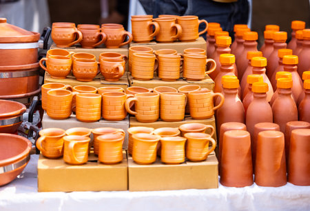 Handmade colourful souvenir products at surajkund craft fair.
