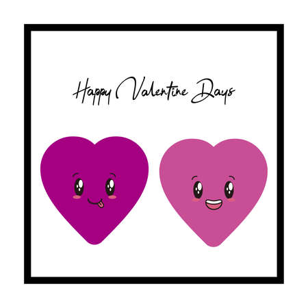 Couple Purple Pink Valentines dayのイラスト素材