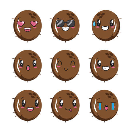 Set mascot Coconut Character Illustrationのイラスト素材