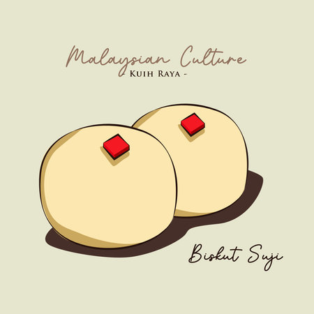 Vector illustration of famous Malaysian traditional Eid festive dessert, kuih Raya biscuit sujiのイラスト素材