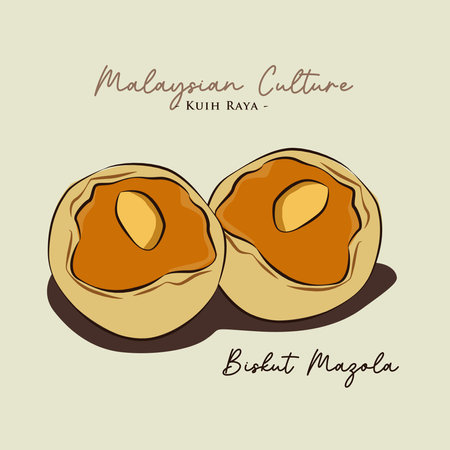 Vector illustration of famous Malaysian traditional Eid festive dessert, kuih Raya biskut mazolaのイラスト素材