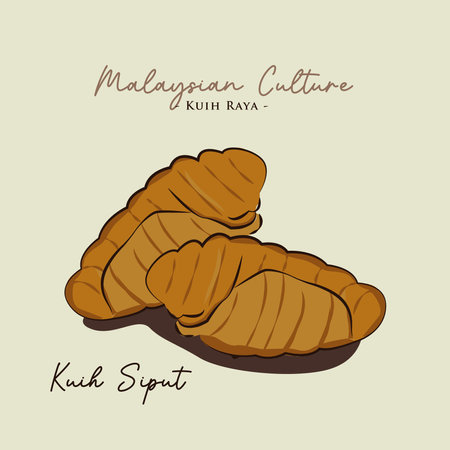 Vector illustration of famous Malaysian traditional Eid festive dessert, kuih Raya kuih siputのイラスト素材