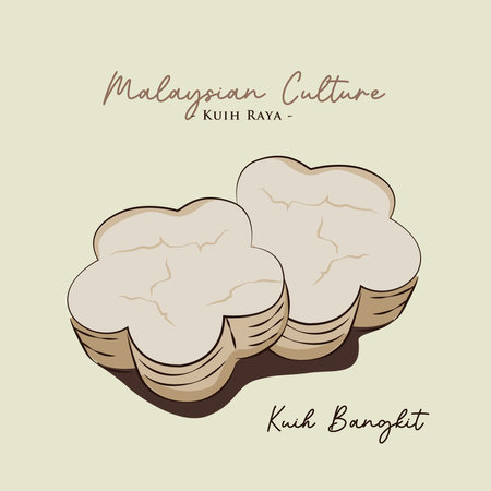 Vector illustration of famous Malaysian traditional Eid festive dessert, kuih Raya kuih bangkitのイラスト素材