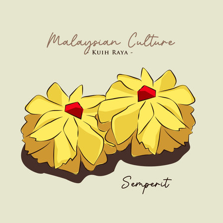 Vector illustration of famous Malaysian traditional Eid festive dessert, kuih Raya kuih semperitのイラスト素材