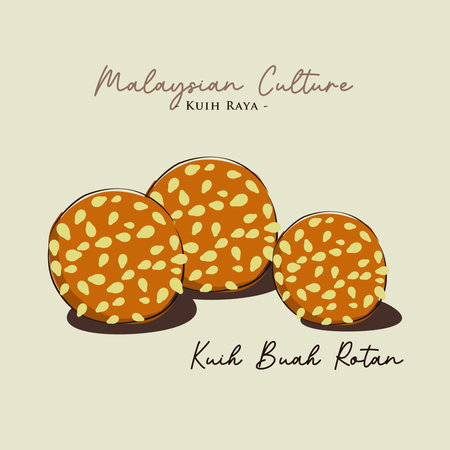 Vector illustration of famous Malaysian traditional Eid festive dessert, kuih Raya kuih buah rotanのイラスト素材