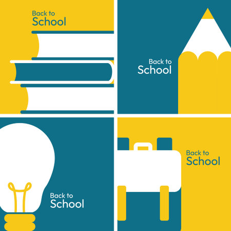 Back to school design over blue and yellow background, vector illustration.のイラスト素材