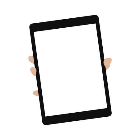 Tablet in hand isolated on white background. Flat design. Vector illustration.のイラスト素材