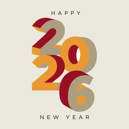 Happy New Year 2026 Text Design. Greeting Card or Poster Template.のイラスト素材