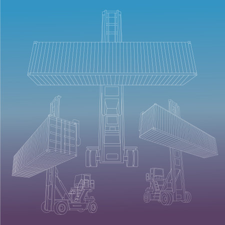 Contour of a container terminal for loading bulk cargo by forklift.のイラスト素材