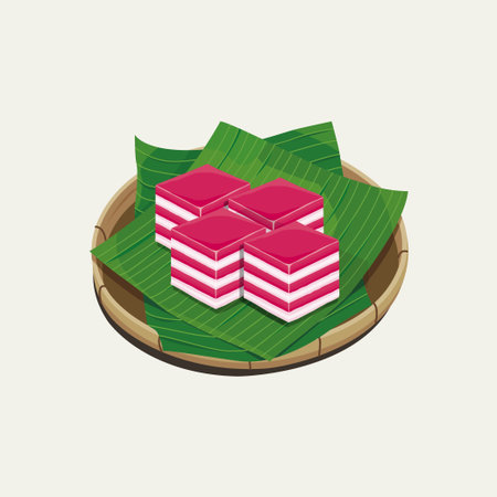 Vector illustration of Malaysia traditional dessert, Kuih Lapisのイラスト素材