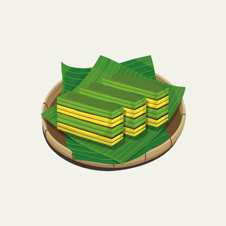 Vector illustration of famous Malaysian traditional sweet, kek lapis Sarawak or Sarawak layer cake. Masam Manis flavorのイラスト素材