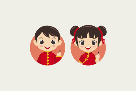 Vector illustration of Malaysian people on General Election Day Concept. Voter fingers with blue ink marked on nailのイラスト素材