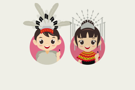 Vector illustration of Malaysian people on General Election Day Concept. Voter fingers with blue ink marked on nailのイラスト素材