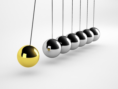 newton pendulum isolatedの写真素材