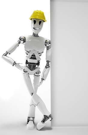 robot worker construction with helmetの写真素材