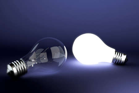 light bulb on blue background
