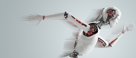 robot android men running with speed shawdowの写真素材