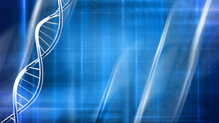 blue medical background with dna and wavesの写真素材