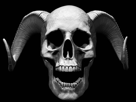 Skull screaming isolated in black background 3d renderの写真素材