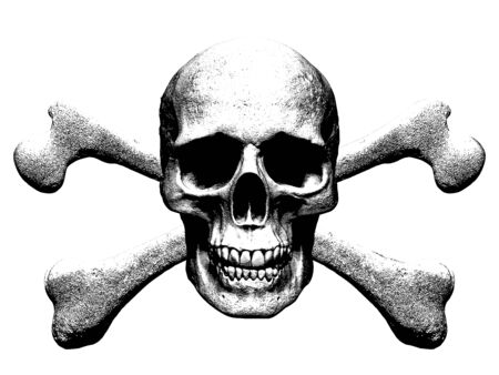 Skull and crossbones isolated in background - 3d illustrationの写真素材