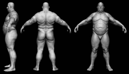 The human body in overweight - Body fat man - isolated model - 3d renderの写真素材