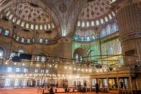 Interior design of the Sultanahmet Mosque Blue Mosque in Istanbul, Turkeyのeditorial素材