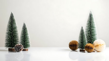 Christmas tree decoration on white background with copy space for your text.の素材