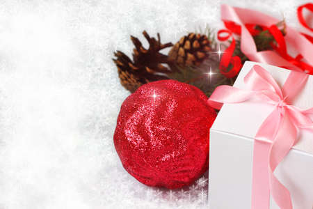 Christmas ball and gift box 