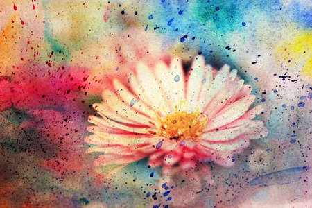 grunge messy artwork with lovely pink flower 