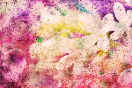 white lilac flowers and watercolor spatterの写真素材