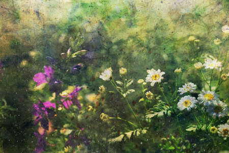 watercolor artwork with blooming flowersの写真素材