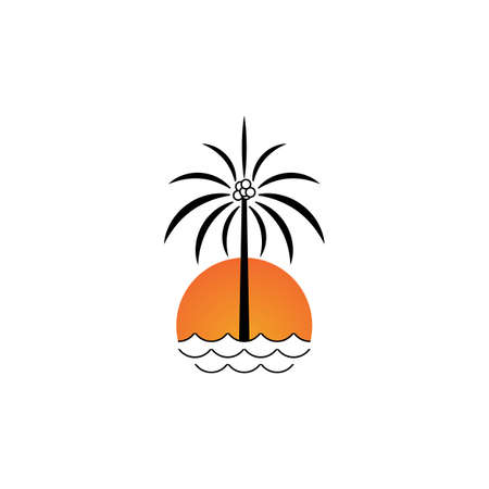Palm tree summer logo template vector illustrationのイラスト素材