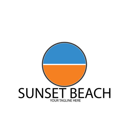 sunset beach ocean icon vector illustration template designのイラスト素材