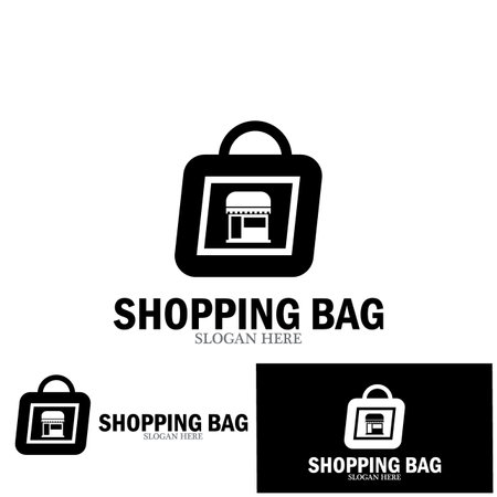 Shopping Bag Check Logo Concept sign icon symbol vector illustration template designのイラスト素材