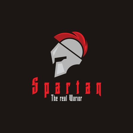 Spartan helmet warior logo vector icon illustration template designのイラスト素材