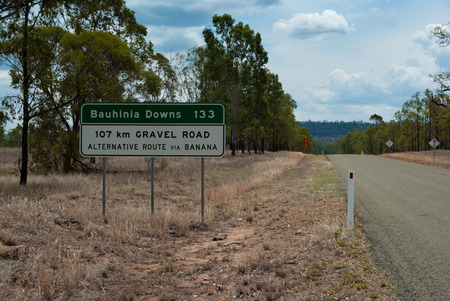 A sign for a gravel road in outback Australiaの写真素材