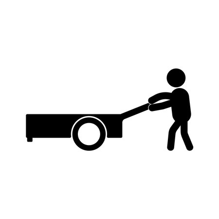 icon of a person pushing a cart vector template illlustration logo designのイラスト素材