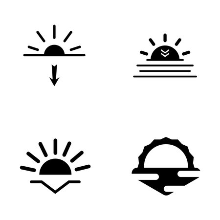 sunset icon vector template illustration logo designのイラスト素材