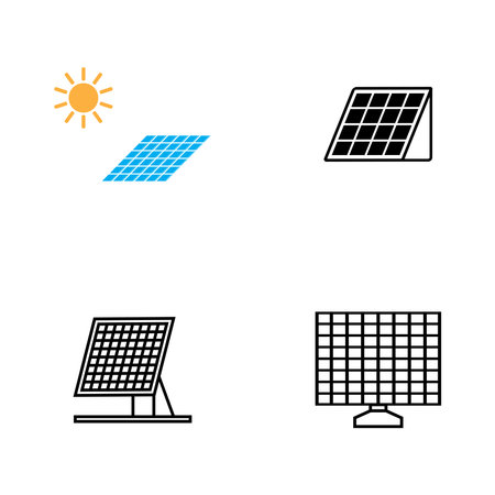 solar panel icon vector template illustration logo designのイラスト素材