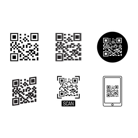 QR code icon vector template illustration logo designのイラスト素材