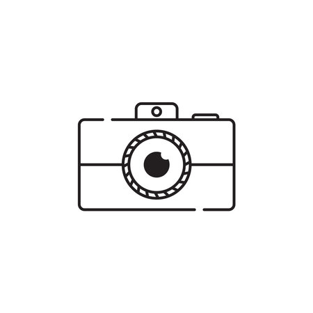 Simple yet elegant line art icon of a camera, representing the art of photography and capturing momentsのイラスト素材