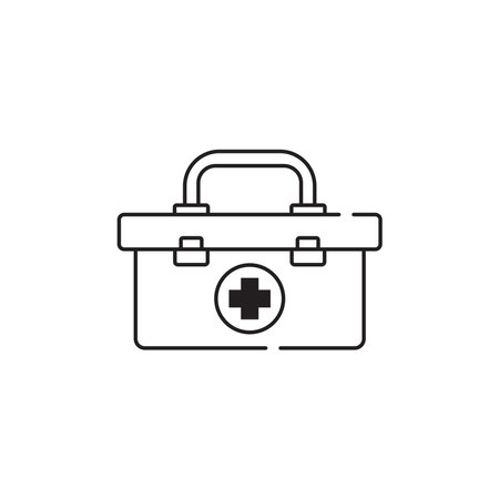 Simple line art representing a first aid kit, perfect for conveying emergency preparedness or medical assistanceのイラスト素材
