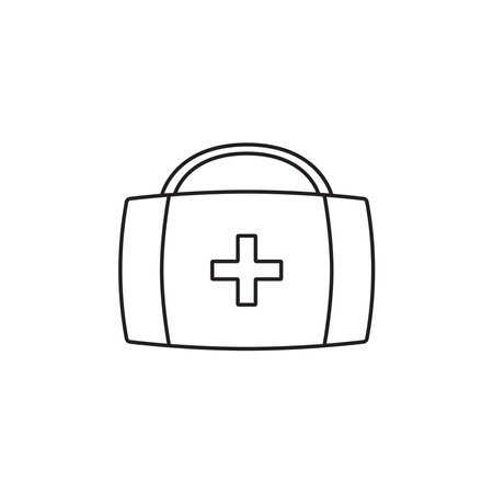 Simple line art representing a first aid kit, perfect for conveying emergency preparedness or medical assistanceのイラスト素材