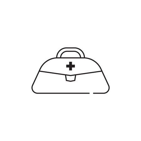 Simple line art representing a first aid kit, perfect for conveying emergency preparedness or medical assistanceのイラスト素材